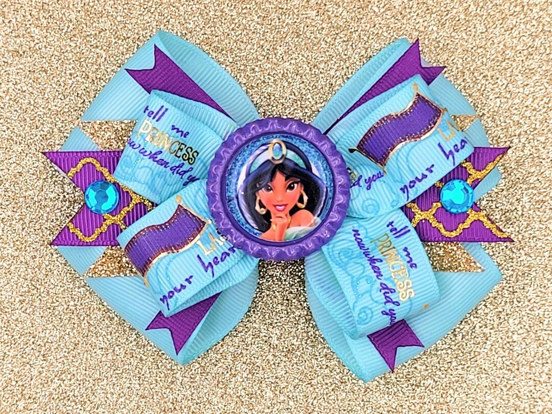 Princess Jasmine Hair Bow Disney Princess Princess Jasmine Etsy