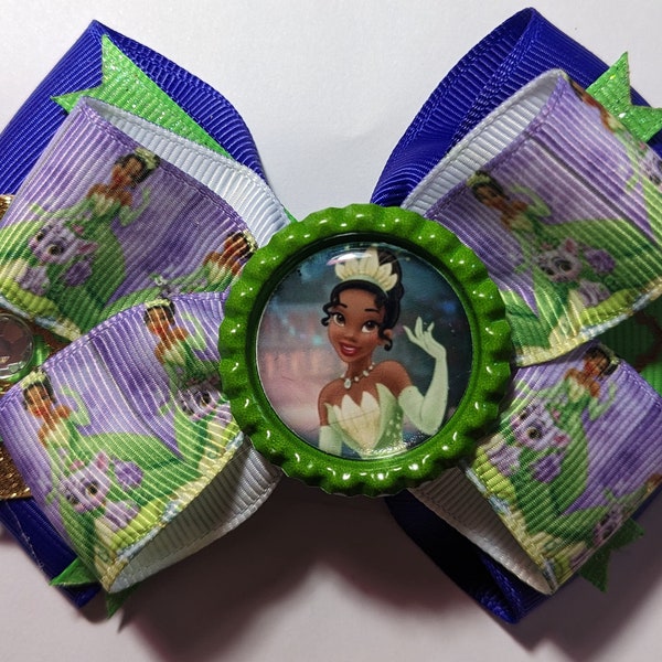 Princess Tiana Hair Bow - Frog Prince - Tiana - Disney Princess - Princess and the Frog - New Orleans - Jazz - Princess Tiana - Princess Bow