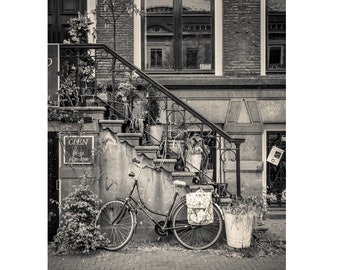 Amsterdam Bike Fine Art Print, Black and White Travel Photography
