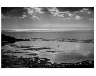 Southerndown Beach, South Wales, B&W fine art print, landscape photo, seascape photography