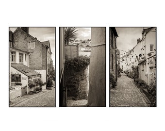 St Ives, Cornwall back street photograph triptych