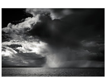 Dramatic rain clouds in the Bristol Channel, Uk, fine art travel photograph, wall decor