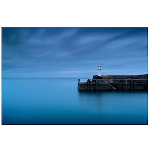 Lumière du port de Mevagissey au crépuscule, Mevagissey, Cornouailles, impression d&#39;art, paysage marin, photo de paysage, art mural, photo longue exposition