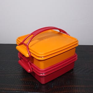 Tupperware Quartet Sandwich Keepers with Handle, Vintage Tupperware Lunch Set