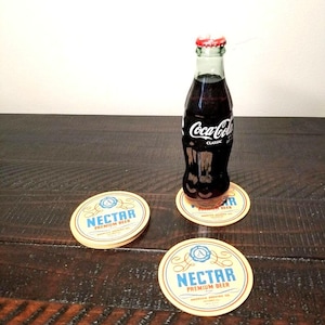 Nectar Beer Coasters, Set of 6 Vintage Cardboard Coasters, Ambrosia Brewing Co Chicago, IL, Beer Mats