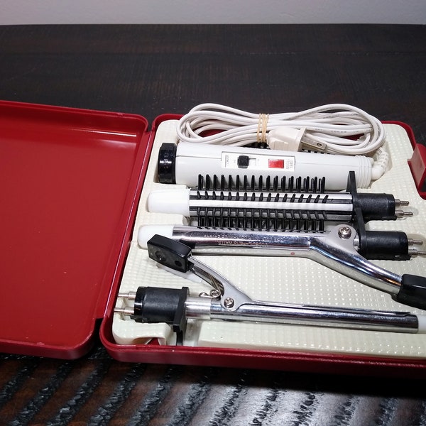 Conair Curling Iron Set Made for Montgomery Ward, 4 Piece Set, Original Box, Vintage Hair Styling Set