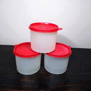 Set of 3 Small Tupperware Canisters, Vintage 20 Ounce Tupperware Containers