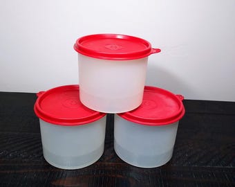 Set of 3 Small Tupperware Canisters, Vintage 20 Ounce Tupperware Containers
