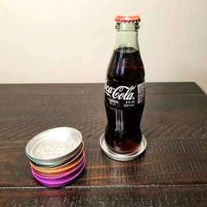 Aluminum Coasters, Vintage Bottle Coasters, A-B Quality , Set of 7