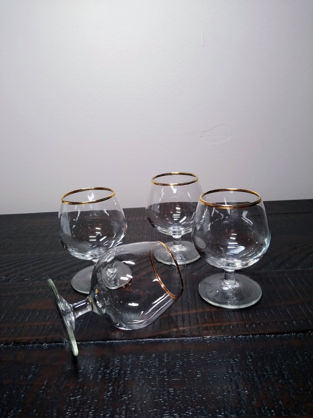 Set of Four Vintage Gold Rimmed Brandy Snifters, Made in France Etsy