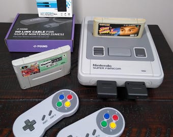 Super Famicom Console with Street Fighter 2 Turbo, ThemePark New Wireless Controllers, New Power Supply, and New HDMI Converter. Refurbished