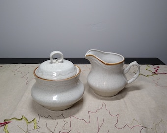 Hearthside Baroque Summer Sun Stoneware Creamer and Sugar Bowl Set, Made in Japan, Vintage Creamer and Sugar Bowl