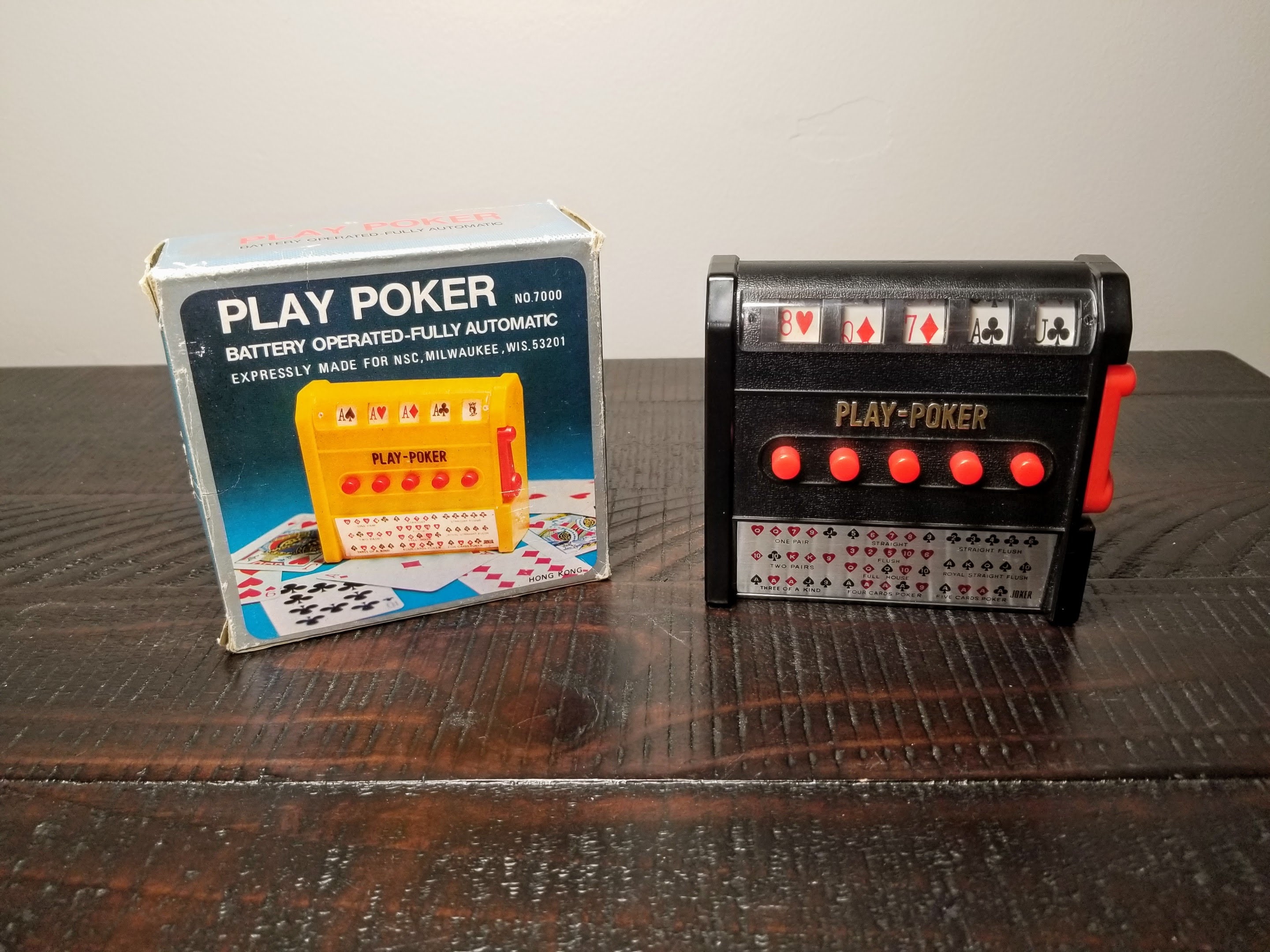 VINTAGE 1971 DRAW POKER CORDLESS ELECTRIC FULL AUTOMATIC GAME IN BOX