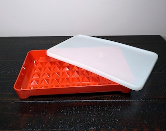 Tupperware Hot Dog Keeper, Vintage Paprika Red Tupperware Marinade Container