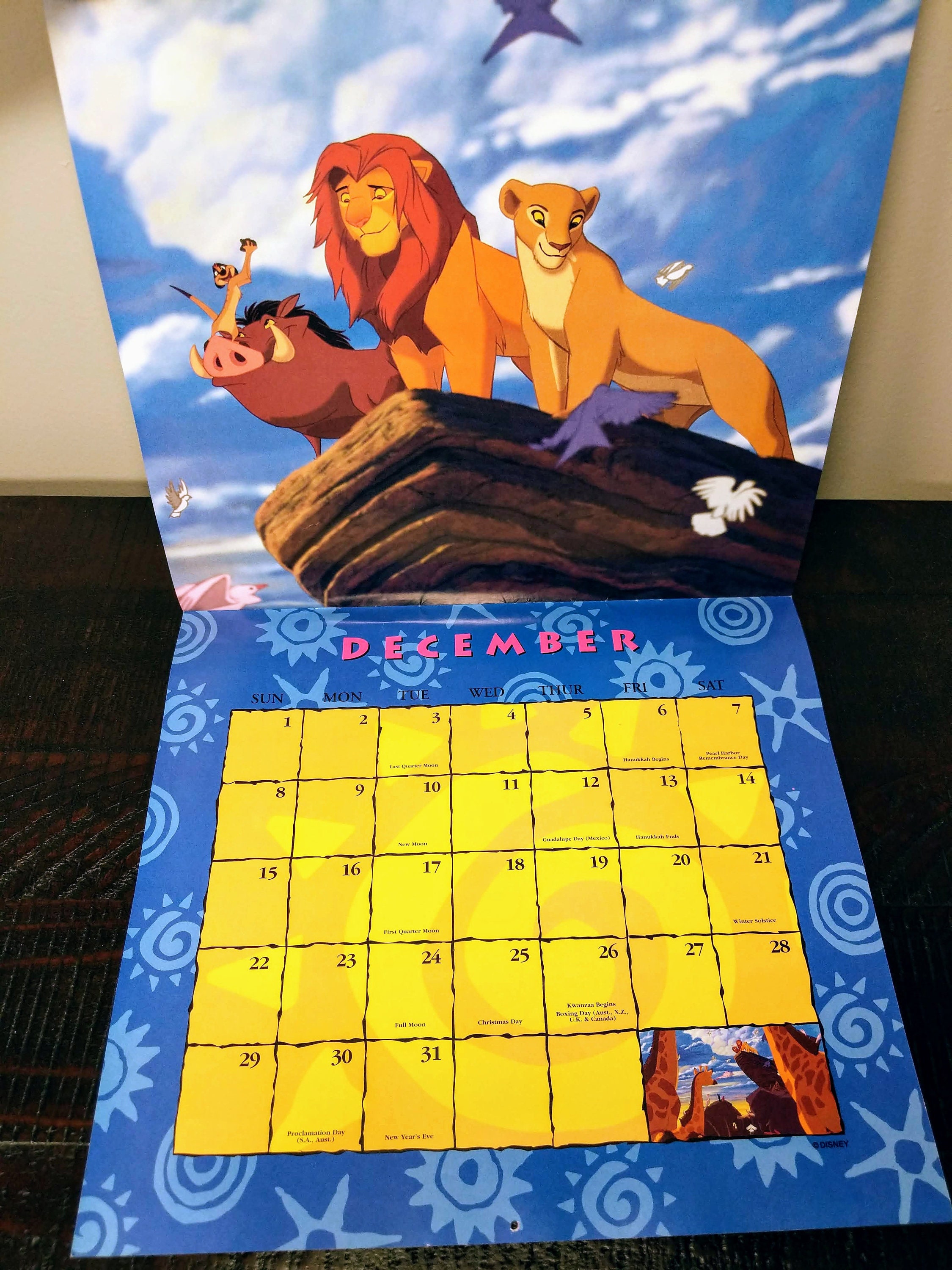 Disney's The Lion King 1996 Calendar Etsy