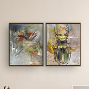 ABSTRACT No 002 - original painting by Ali Olio - oil painting oil painting art oil painting on panel abstract art nature beetle beetle 2x 24 x 30 cm