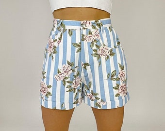 Vintage high waisted floral striped denim shorts by GET!