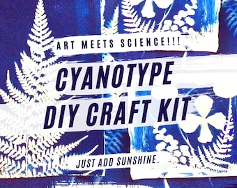Cyanotype paper , craft kit , DIY sun printing kit , cyanotype kit, blue and white classic cyanotype , sun print paper
