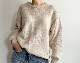 Vintage 90s chunky oversized oatmeal sweater FREE SHIPPING