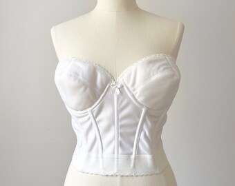 Vintage 1950's bullet bra  lingerie white corset with boning