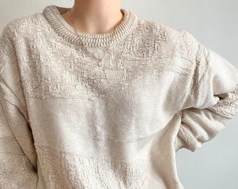 Vintage 90s chunky oversized oatmeal sweater FREE SHIPPING