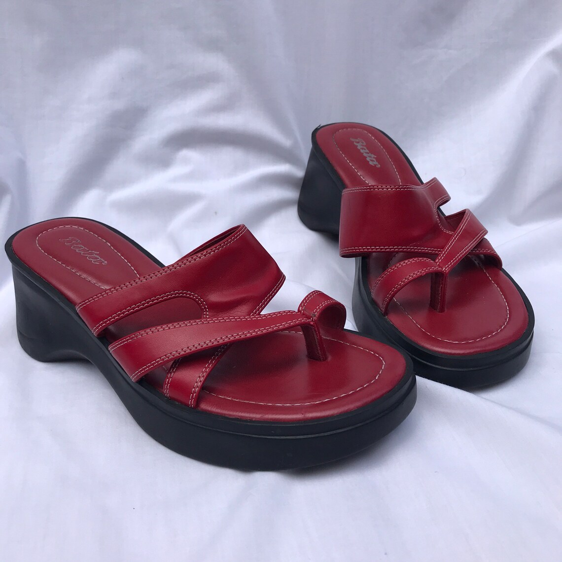90s/Y2k chunky platform red sandals | Etsy