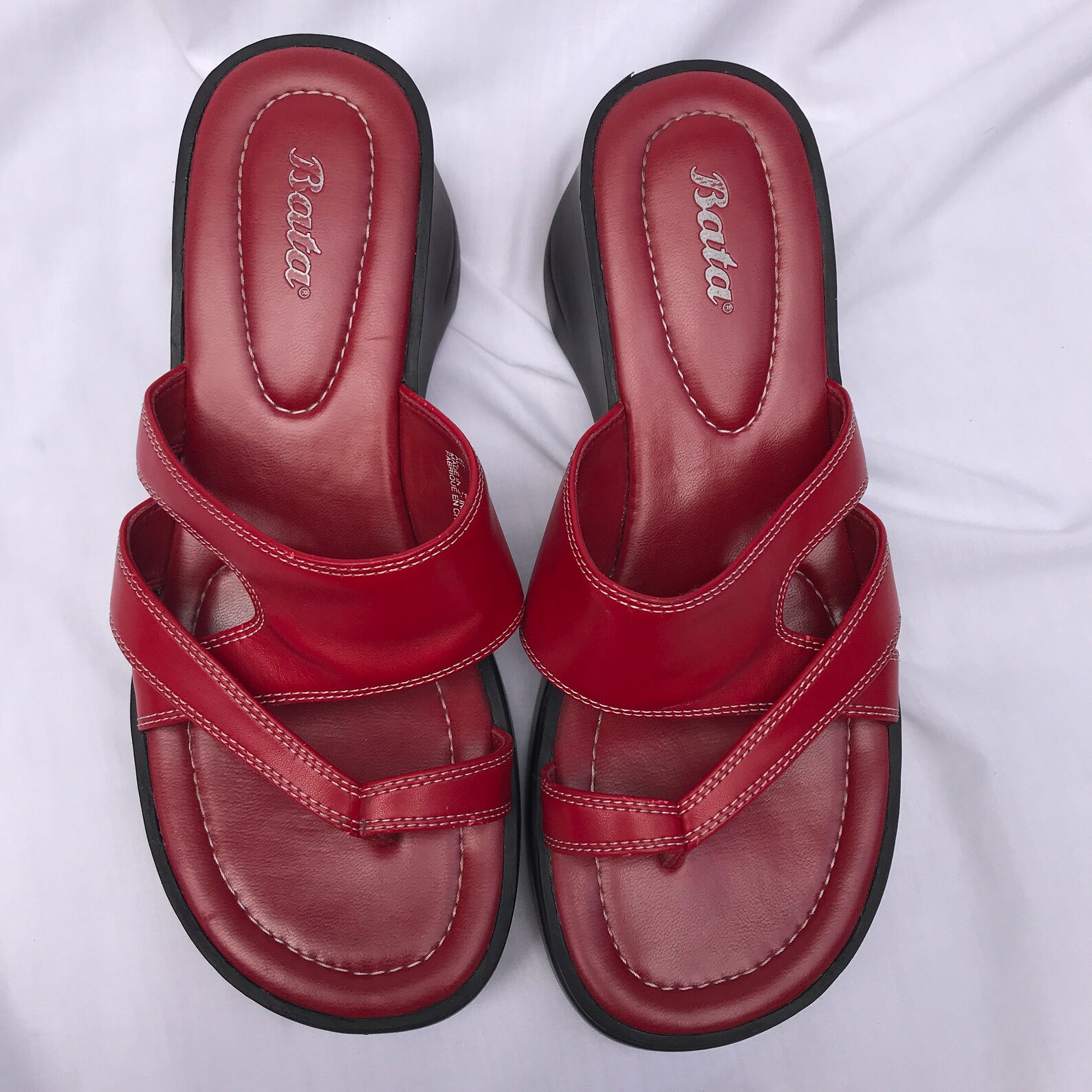 90s/Y2k chunky platform red sandals | Etsy