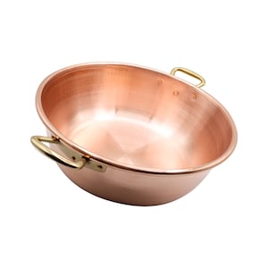 New Copper Jam Pan with brass handles 14 inches diameter Handcrafted Copper Jelly Pan Handmade hammered Vintage Copper Jam Pan