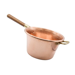 Handcrafted Copper Pot with wooden handle 25 cm diameter Copper Pot Copper Cauldron for 'polenta' Handmade Vintage Copper Pot Polenta