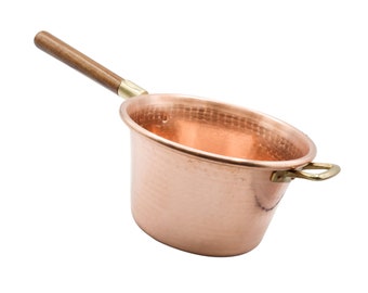 Handcrafted Copper Pot with wooden handle 25 cm diameter Copper Pot Copper Cauldron for 'polenta' Handmade Vintage Copper Pot Polenta