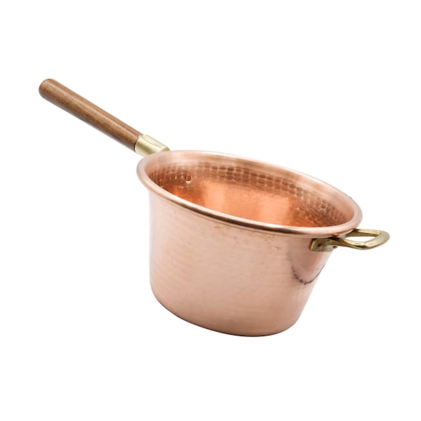 Handcrafted Copper Pot with wooden handle 25 cm diameter Copper Pot Copper Cauldron for 'polenta' Handmade Vintage Copper Pot Polenta