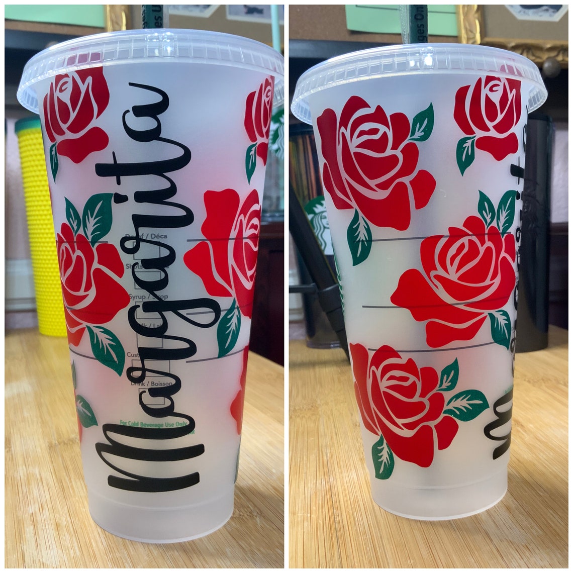 Rose Starbucks Cup Mothers Day Gift Rose Gift Roses Etsy