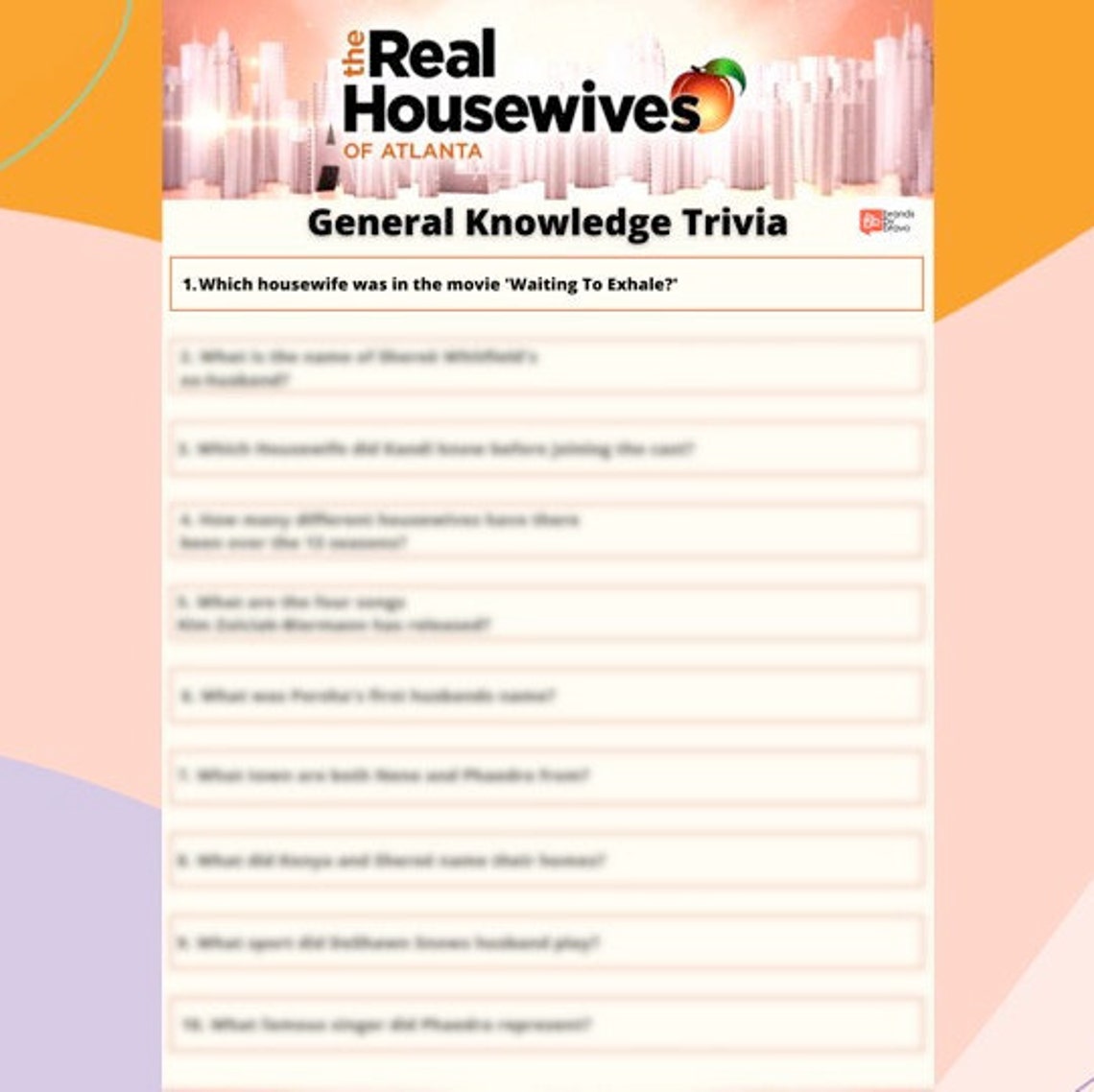 Bravo Trivia Real Housewives Of Atlanta Etsy