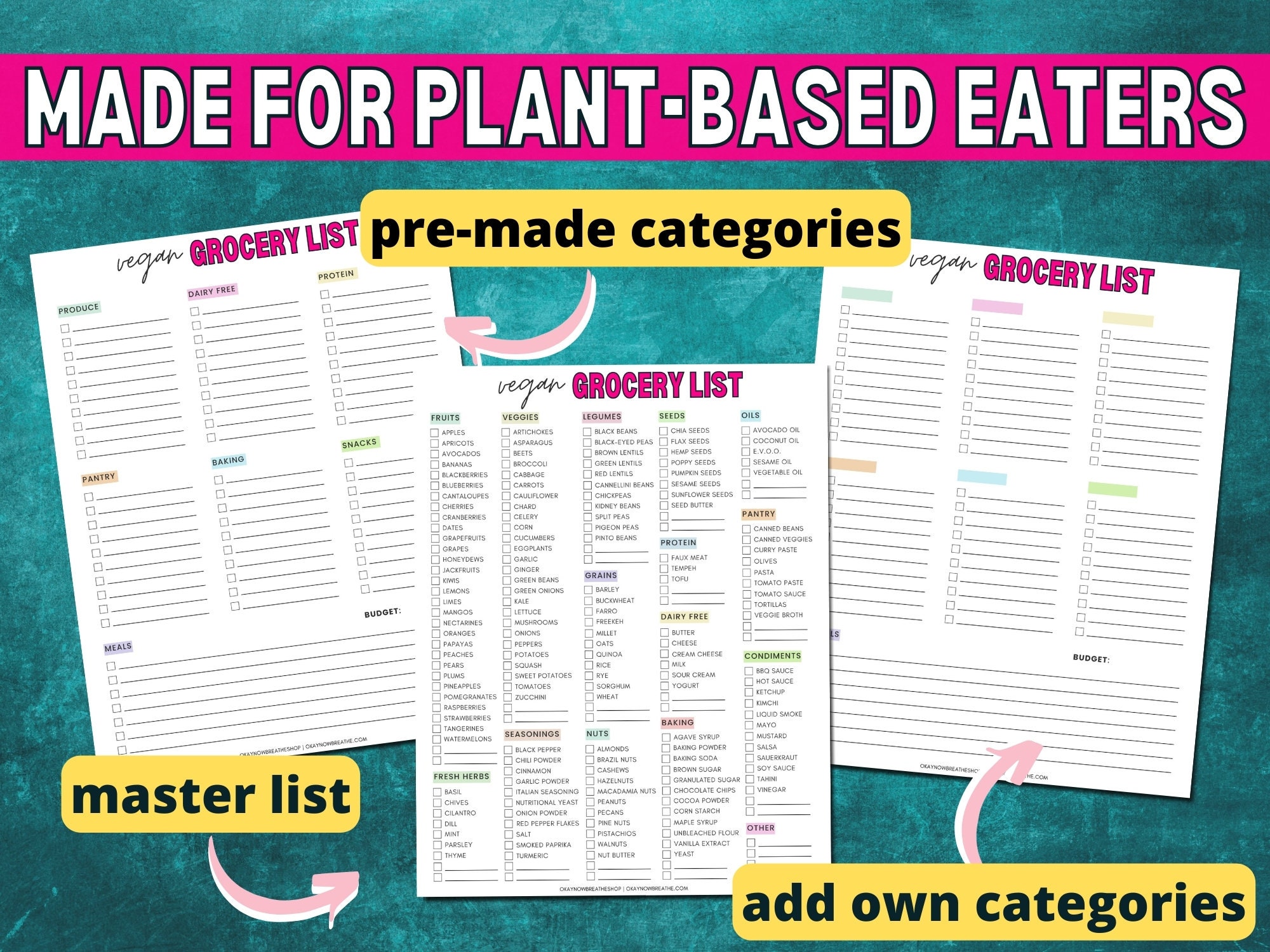 Vegan Grocery List Printable | Plant Based Food List | Whole Foods ...