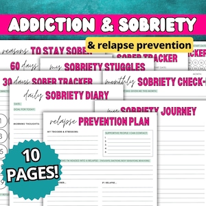 Hojas de trabajo de sobriedad (PDF) / Plan de prevención de recaídas / Seguimiento de la sobriedad / Recuperación de adicciones / Consumo de sustancias / Vida sobria