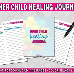 Journal de guérison intérieure de l’enfant | Journal sur la santé mentale | Feuille de travail sur la thérapie | Invites de travail fantôme | Téléchargement numérique imprimable PDF
