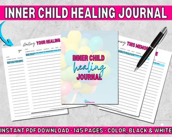 Inner Child Healing Journal | Mental Health Journal | Therapy Worksheet | Shadow Work Prompts | PDF Printable Digital Download