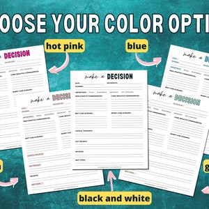Make a Decision Worksheet PDF | Pros & Cons List | Problem Solving Skills | Therapy, Teacher, School Counselor | Counseling Digital Print image 3