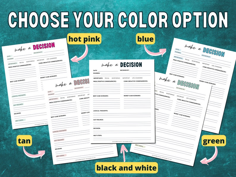 Make a Decision Worksheet PDF | Pros & Cons List | Problem Solving Skills | Therapy, Teacher, School Counselor | Counseling Digital Print image 3