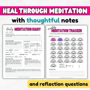 Meditation Tracker Printable | Daily Meditation Journal | Meditating Log | Meditate + Mindfulness | Stress Relief | Chakras | Mantra Tools image 4