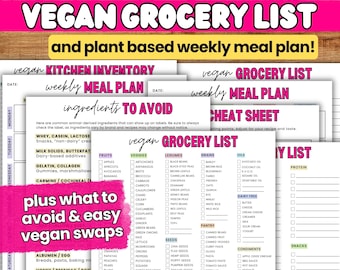 Vegan Grocery List & Meal Planner | Plant Based Shopping + Kitchen Inventory | Hidden Non‑Vegan Ingredients + Vegan Swaps | Family Friendly