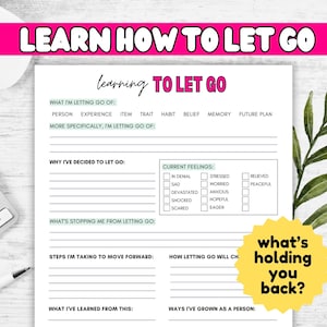 Let Go of Past Worksheet, Release Resentment, How to Let Go of Ex, Forgiveness, Take Control of Mental Health, Coping Skills, Emotional Tool