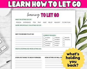 Let Go of Past Worksheet, Release Resentment, How to Let Go of Ex, Forgiveness, Take Control of Mental Health, Coping Skills, Emotional Tool