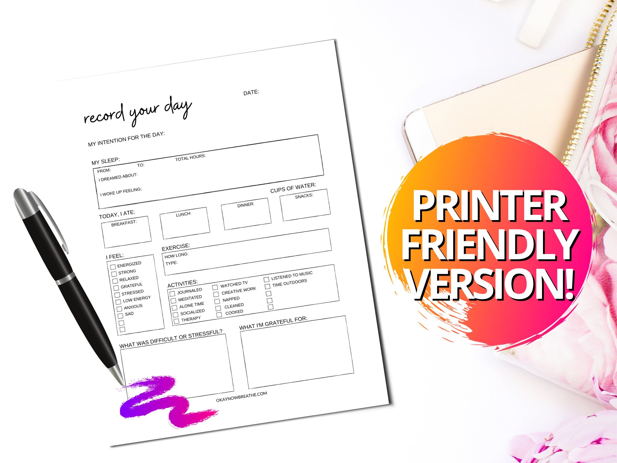 Daily Reflection Template.pdf Daily Reflection Printable | Mindset + Gratitude Journal | Instant ...