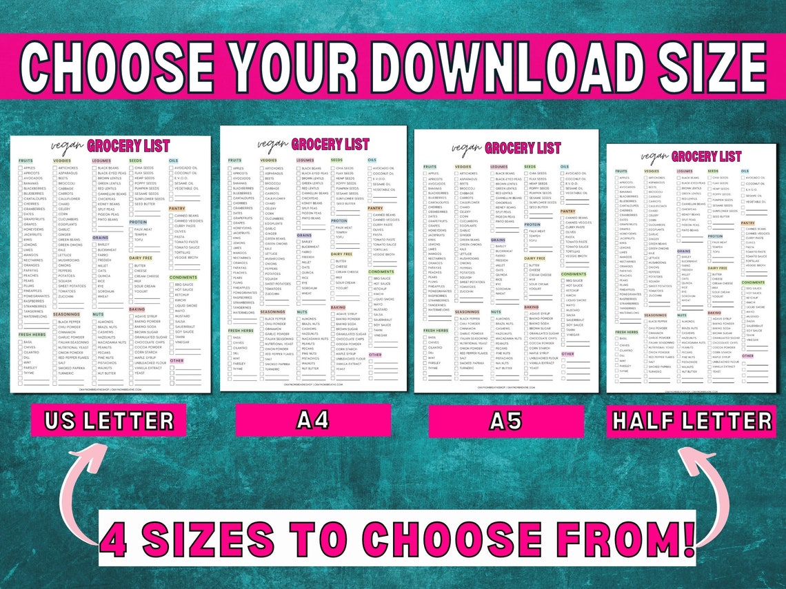 Vegan Grocery List Printable | Plant Based Food List | Whole Foods Plant-based Grocery List ...