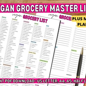 Vegan Grocery List Printable | Plant Based Food List | Whole Foods ...