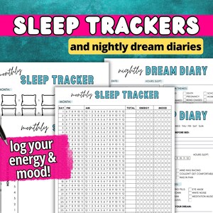 Sleep & Dream Tracker Printable | Sleeping Log + Sleep Habit Tracker | Dream Journal | Bedtime Routine | Sleep Hygiene + Insomnia image 1