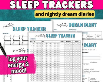 Sleep & Dream Tracker Printable | Sleeping Log + Sleep Habit Tracker | Dream Journal | Bedtime Routine | Sleep Hygiene + Insomnia