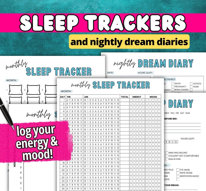 Sleep & Dream Tracker Printable | Sleeping Log + Sleep Habit Tracker | Dream Journal | Bedtime Routine | Sleep Hygiene + Insomnia image 1