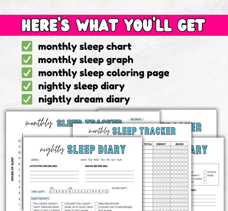 Sleep & Dream Tracker Printable | Sleeping Log + Sleep Habit Tracker | Dream Journal | Bedtime Routine | Sleep Hygiene + Insomnia image 4